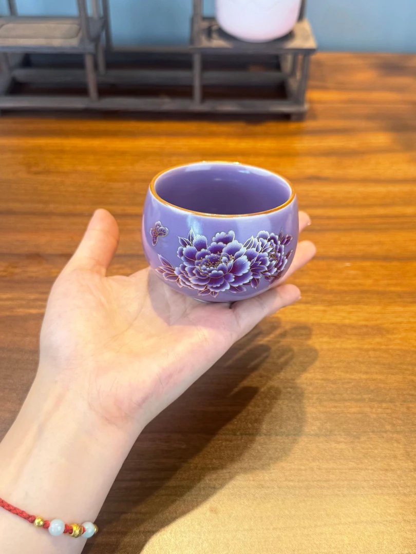 紫色陶瓷大容量变色主人杯