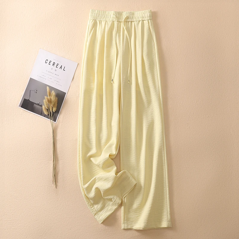 比利阔腿裤女2025夏新款爆款高腰显瘦气质垂感休闲窄版亚麻直筒裤