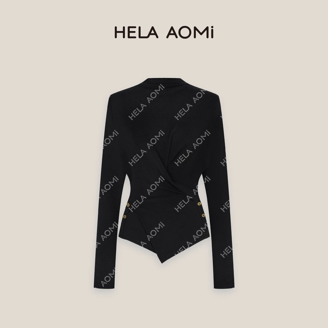 HELA AOMI“腰精”设计感交叉收腰打底针织衫不规则上衣CY5CM39511
