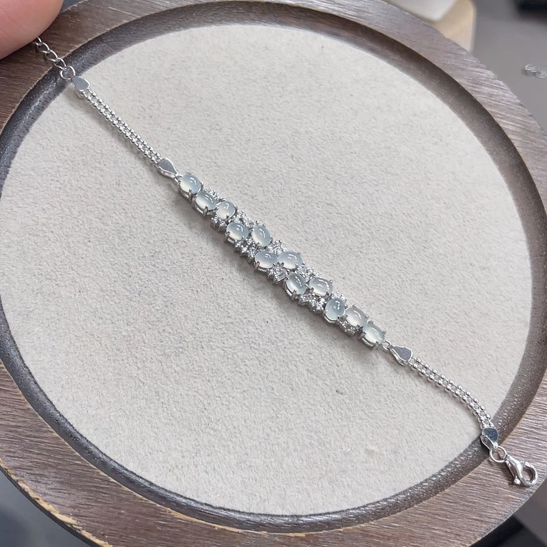 银S925镶嵌手链翡翠739