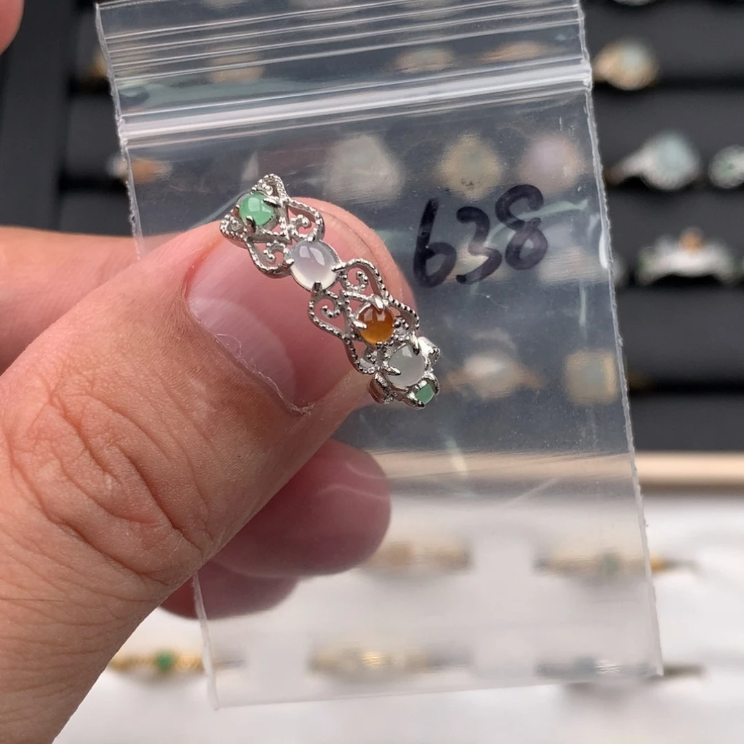 翡翠银S925镶嵌戒圈638