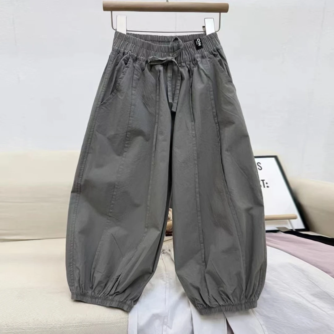 松紧带男女夏季韩版休闲裤裤子中大童童装宽松薄款夏款运动