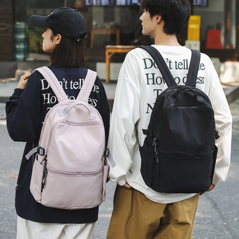 户外双肩包男女款大容量森系纯色运动背包旅行休闲防泼水手提书包