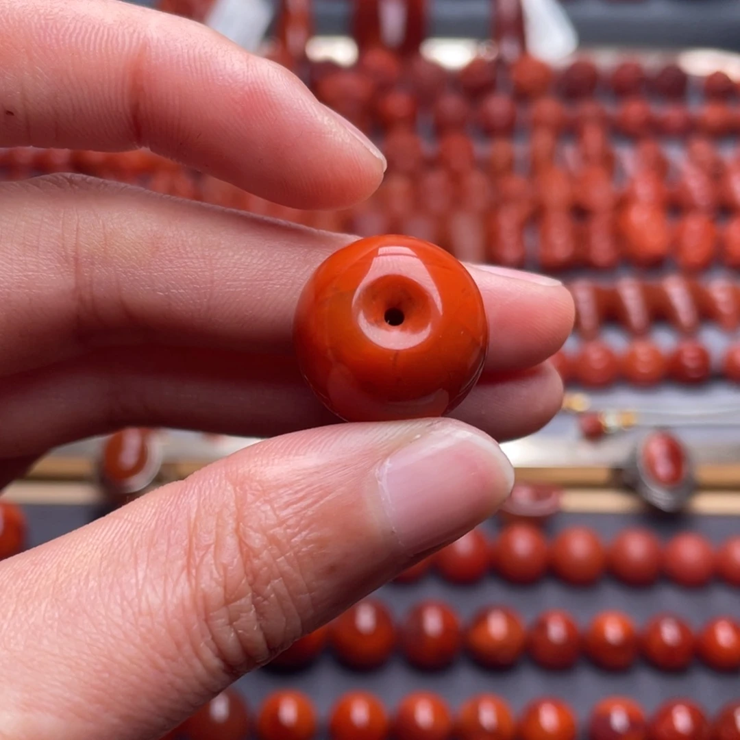 南红玛瑙未镶嵌其他W18瓦西柿子红满肉苹果珠微瑕