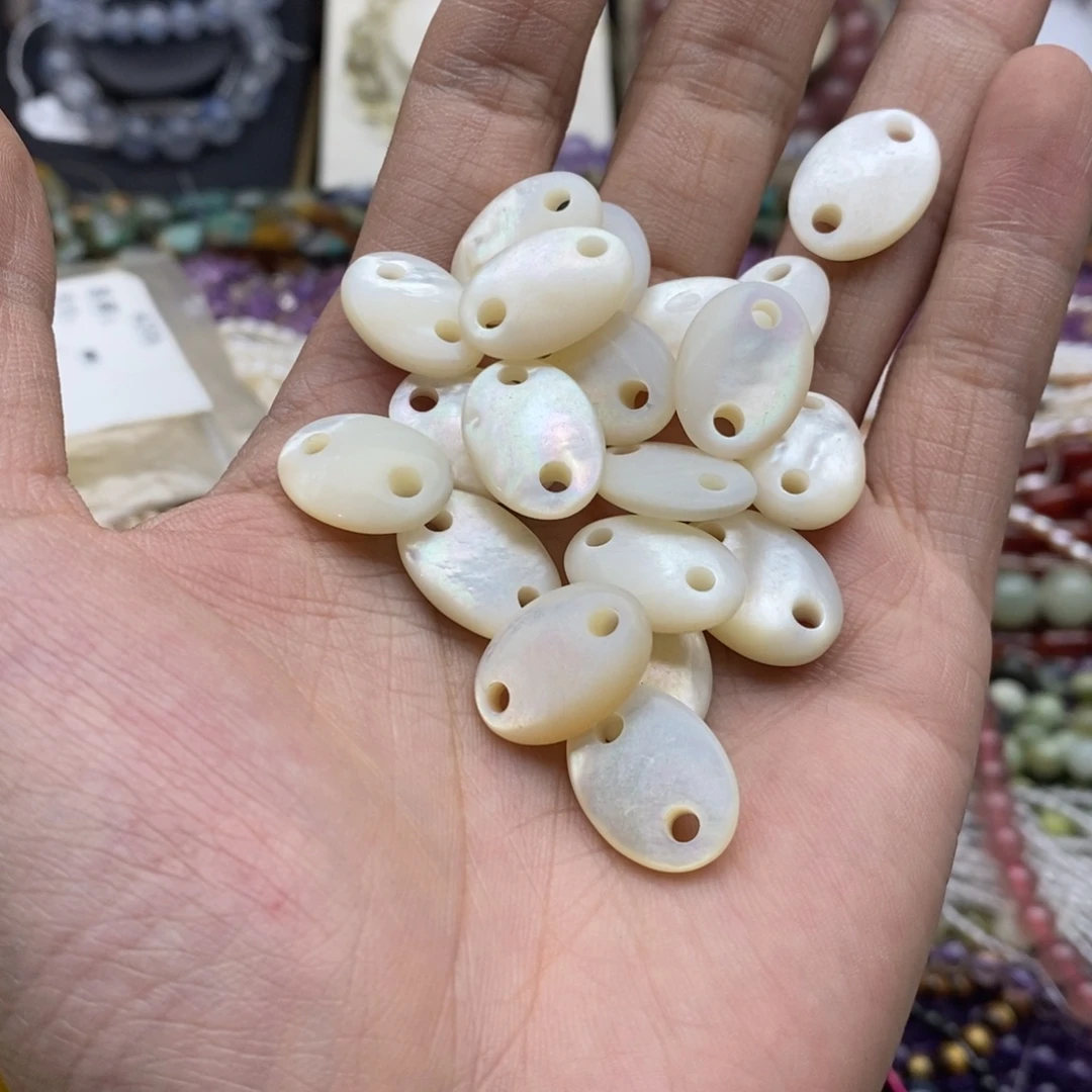 未镶嵌玛瑙/玉髓珠宝半成品十个马蹄螺双孔蛋形