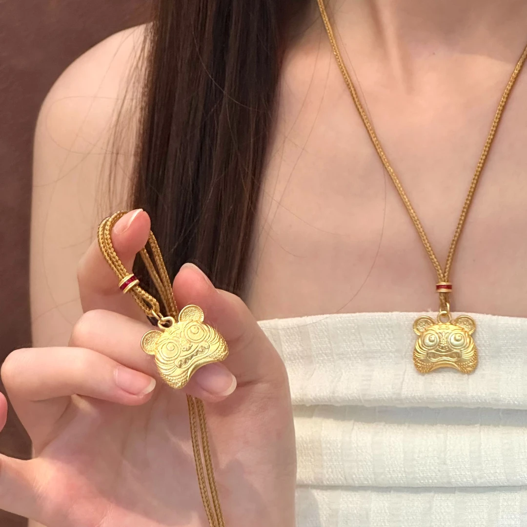 铜合金项链 生肖系列·布老虎项链精工錾刻可爱呆萌百搭通勤毛衣链