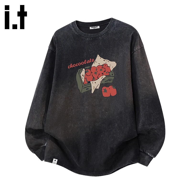 i.t:CHOCOOLATE圆领休闲卫衣男士2025秋冬款宽松百搭长袖t恤上衣