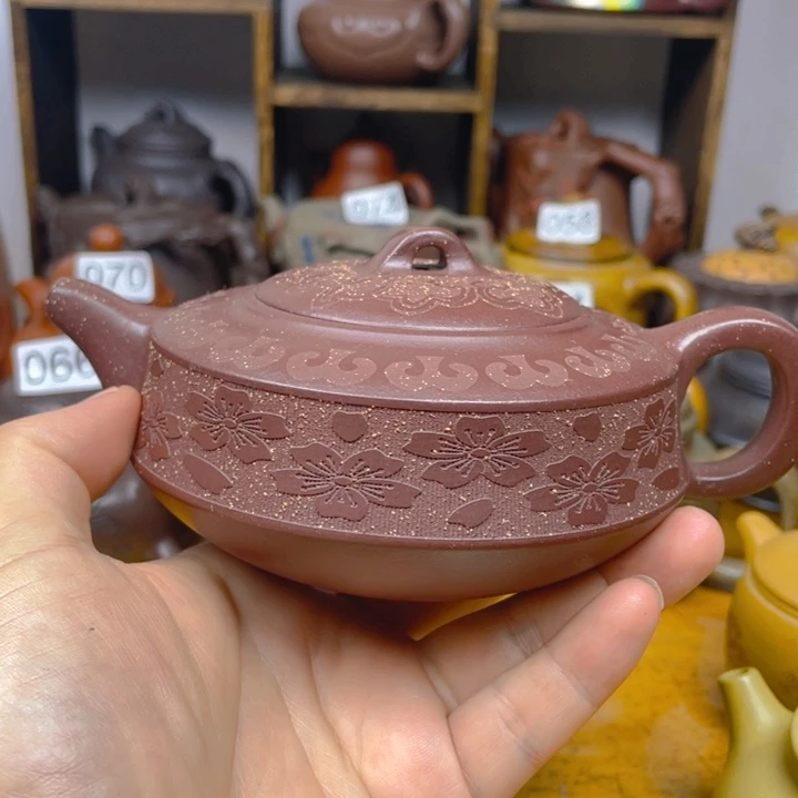 茶壶紫砂紫砂壶紫泥周盘300cc