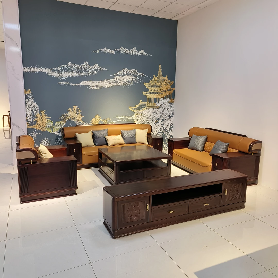 新中式黑檀木321沙发轻奢家具别墅风