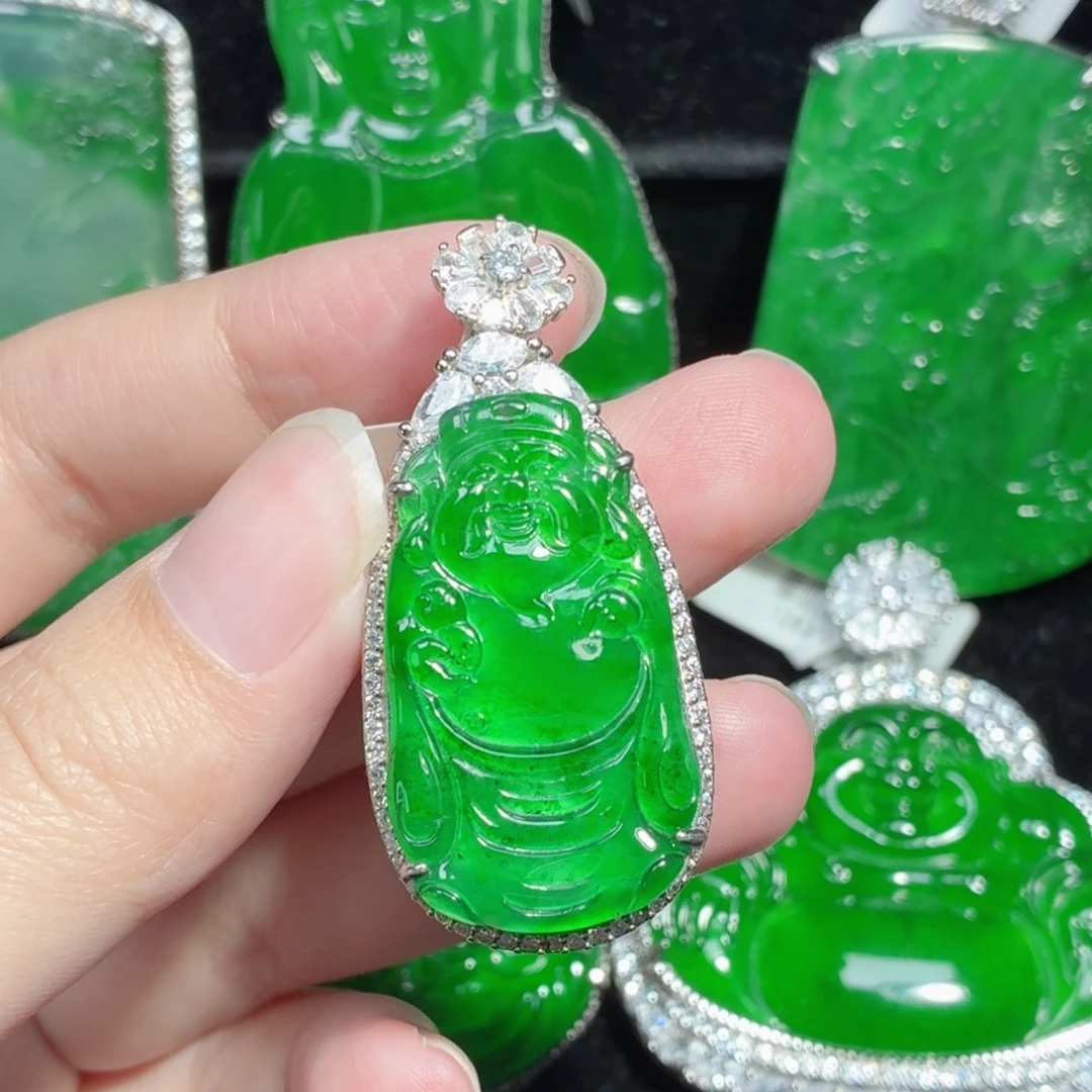 翡翠银S925镶嵌颈饰天然A货翡翠