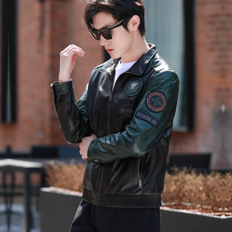 皮衣男款爆款2025新款加厚保暖复古机车皮夹克男外套刺绣真皮牛皮
