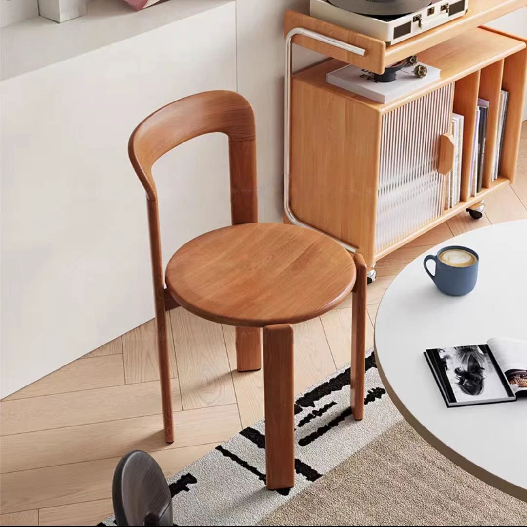中古实木餐椅家用法式餐桌椅轻奢高级小户型椅子女生卧室化妆凳子