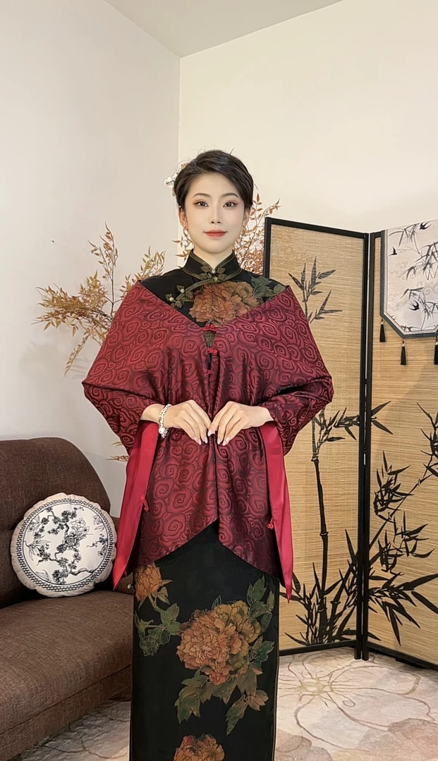 依依专属【桑蚕丝披肩】原创真丝喜婆婆桑蚕丝两面穿搭配优雅披肩