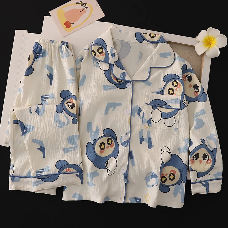儿童睡衣男童春秋款男孩长袖薄款云朵棉夏季中大童蛋仔家居服套装