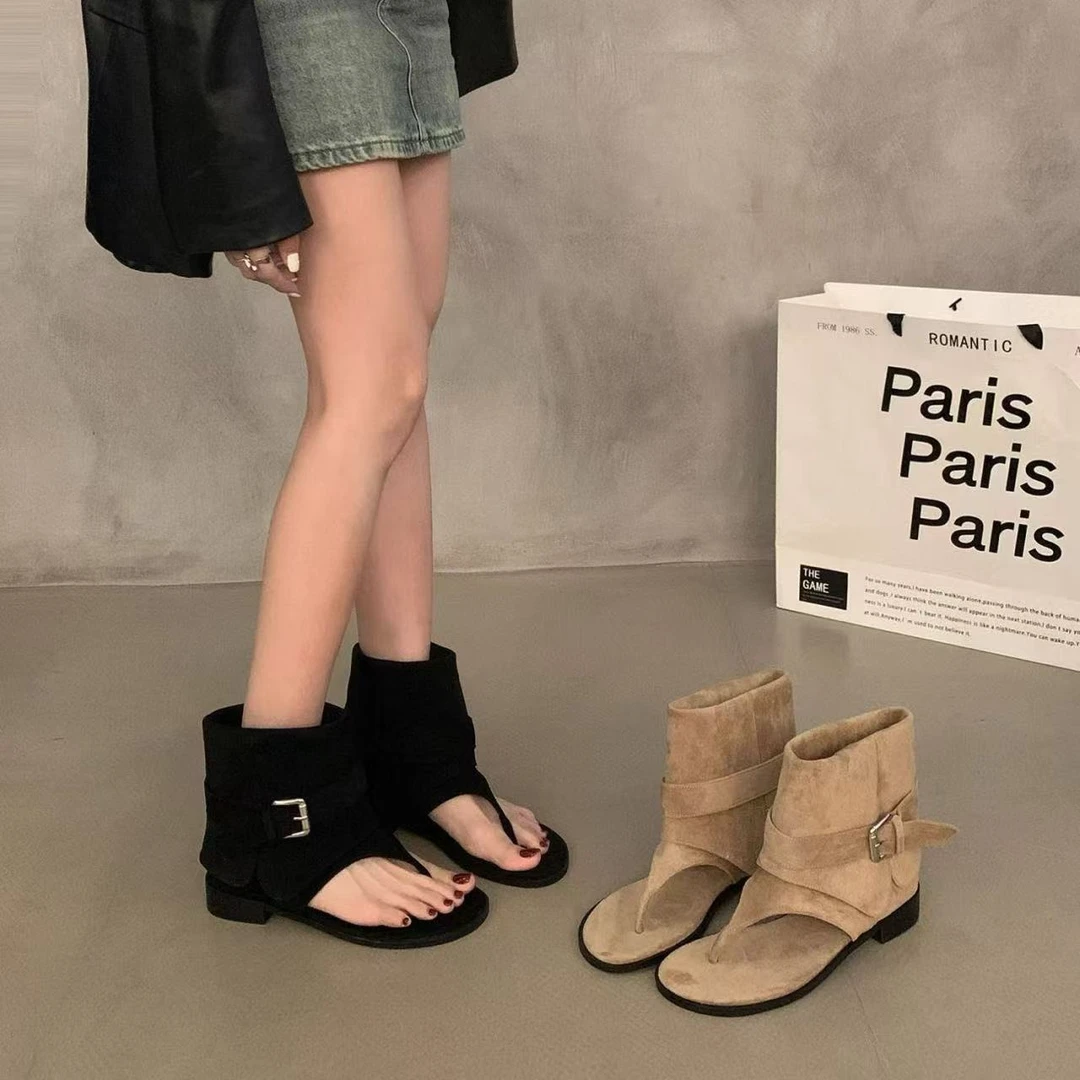 媛媛 法式软皮人字夹趾凉鞋拖鞋#X0309