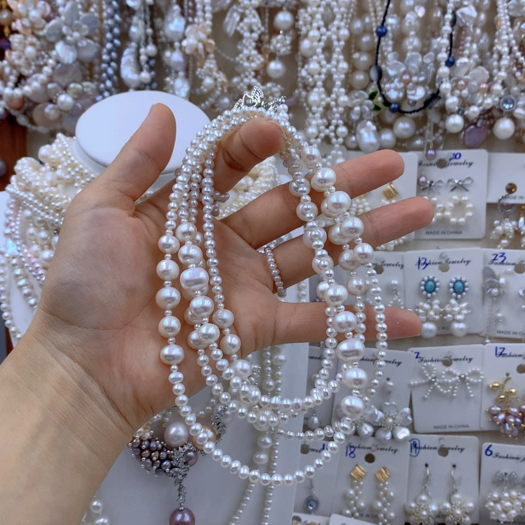 花***叶银S925镶嵌淡水珍珠项链