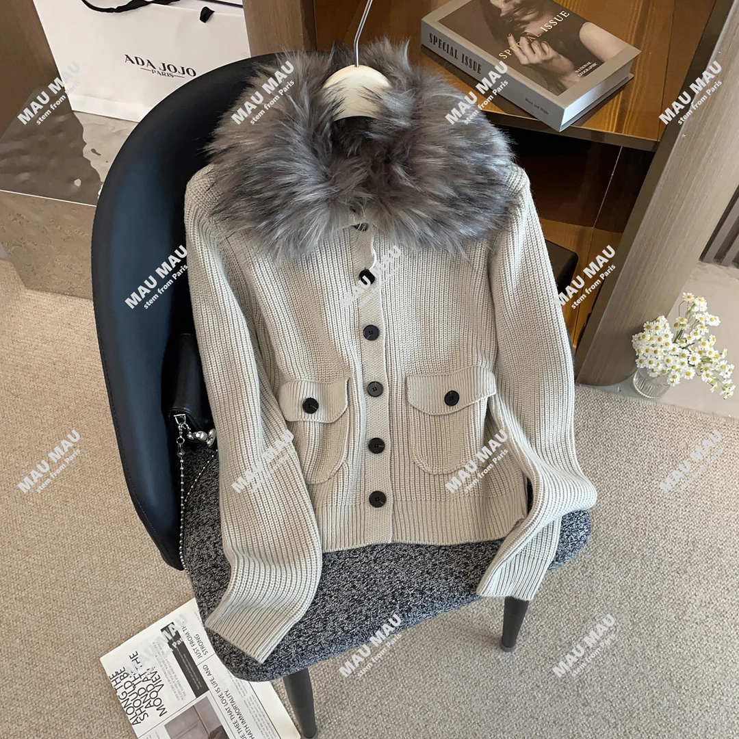 高级感咖色开衫女穿搭小个子短款针织上衣DY9624