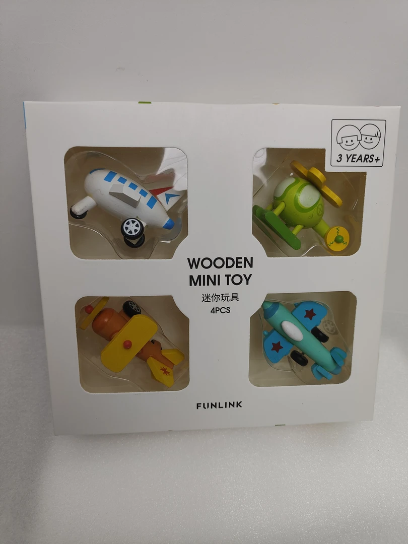 四件套童趣童真直行战斗机航空迷你汽车飞机模型木制儿童玩具