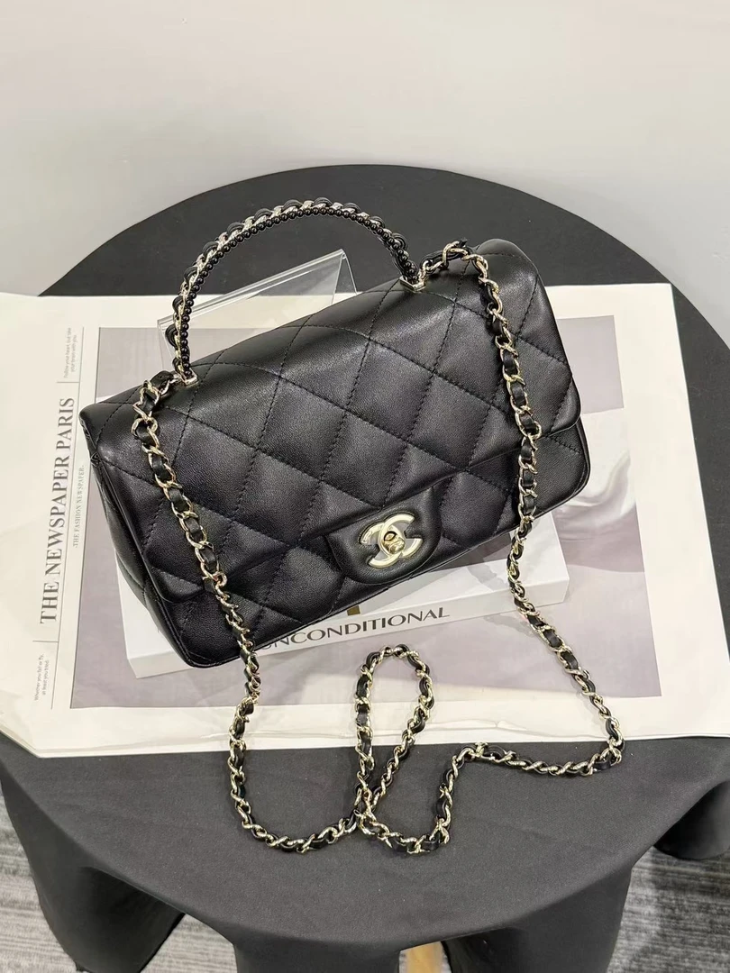 全新未使用 Chanel/香奈儿 25P大mini黑金 全套 送检