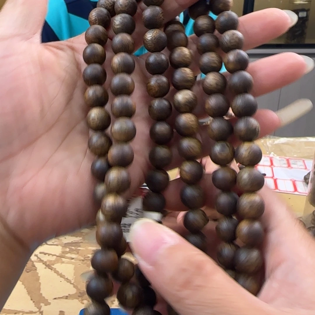 手串沉香多样性发1条1.0圆珠金沙叶高货52克