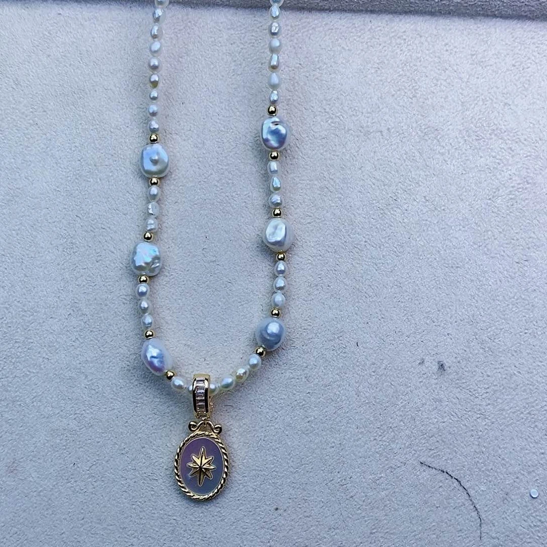 淡水珍珠颈饰银S925镶嵌