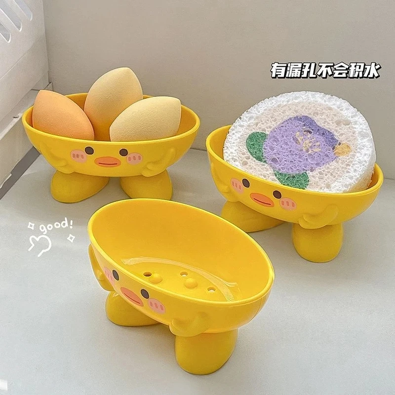 肥皂盒家用可爱卡通卫生间浴室沥水架小黄鸭香皂盒宿舍收纳置物架