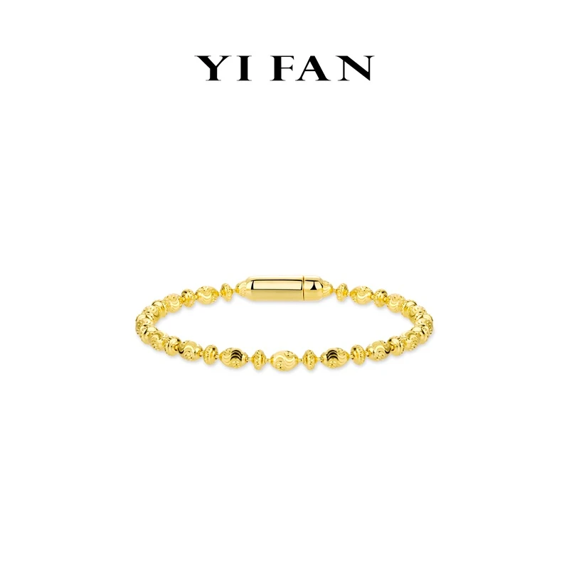 925银合成锆石手链 4479-金色雕纹小豆豆百搭手链