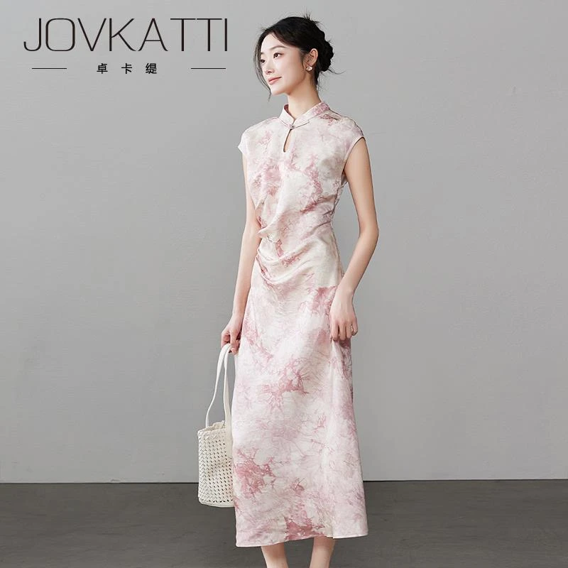 Jovkatti2025夏季新中式旗袍连衣裙女气质中长款裙子