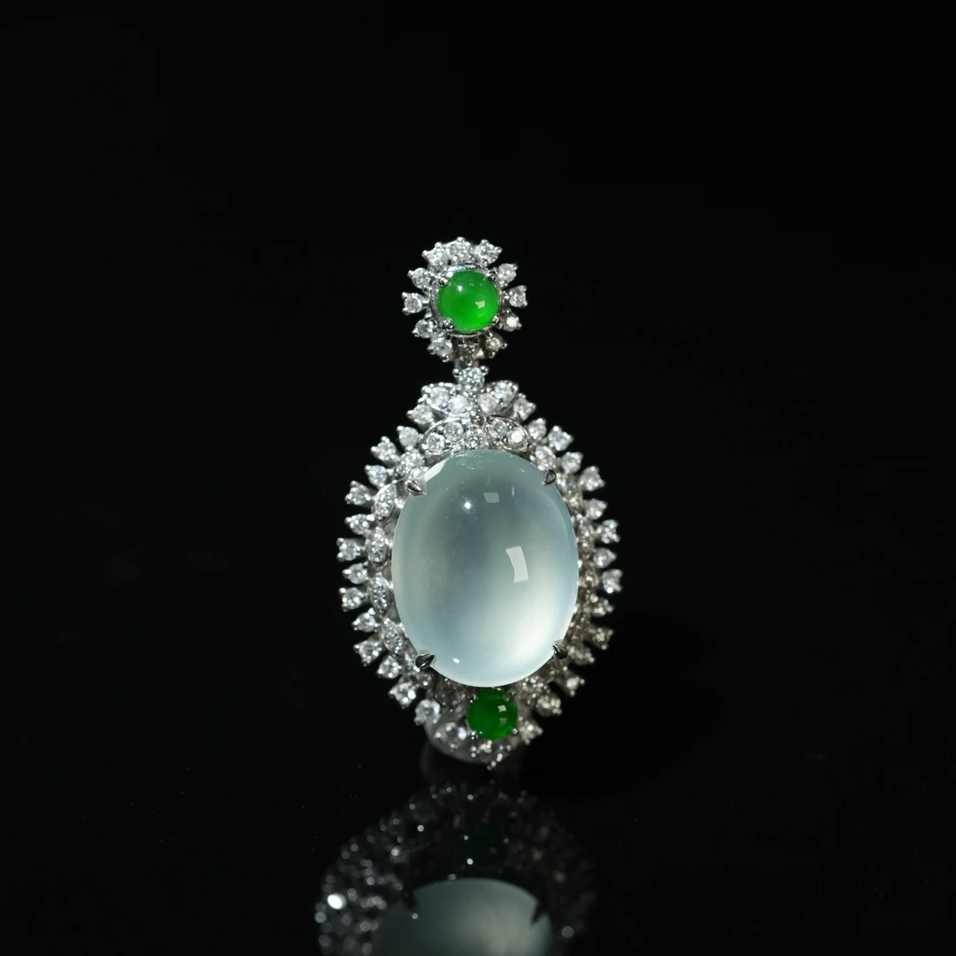 YQR034  白冰蛋面吊坠  翡翠挂件