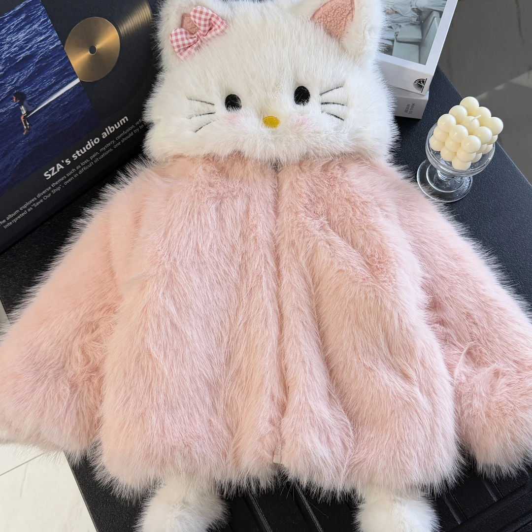 女童加绒加厚外套秋冬季2025新款儿童洋气可爱上衣冬装保暖毛毛衣