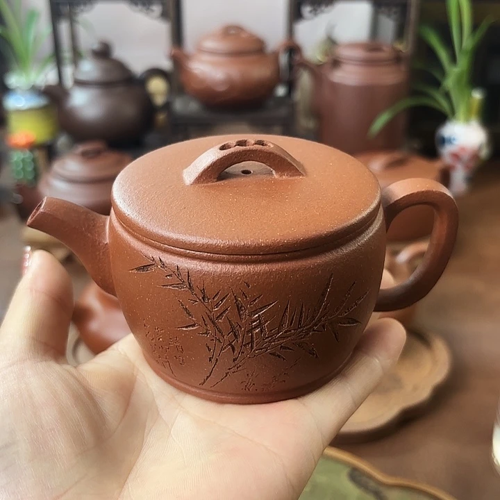 茶壶紫砂汉瓦 红降坡 150cc