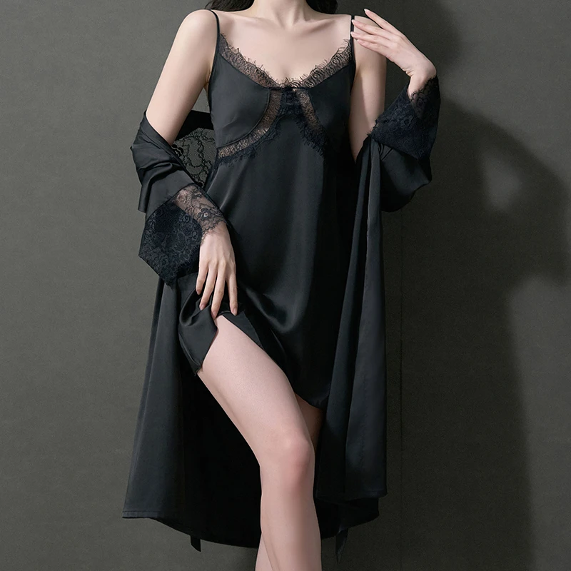 2025夏季新款性感睡衣女带胸垫纯欲风吊带睡裙高级感家居服套装