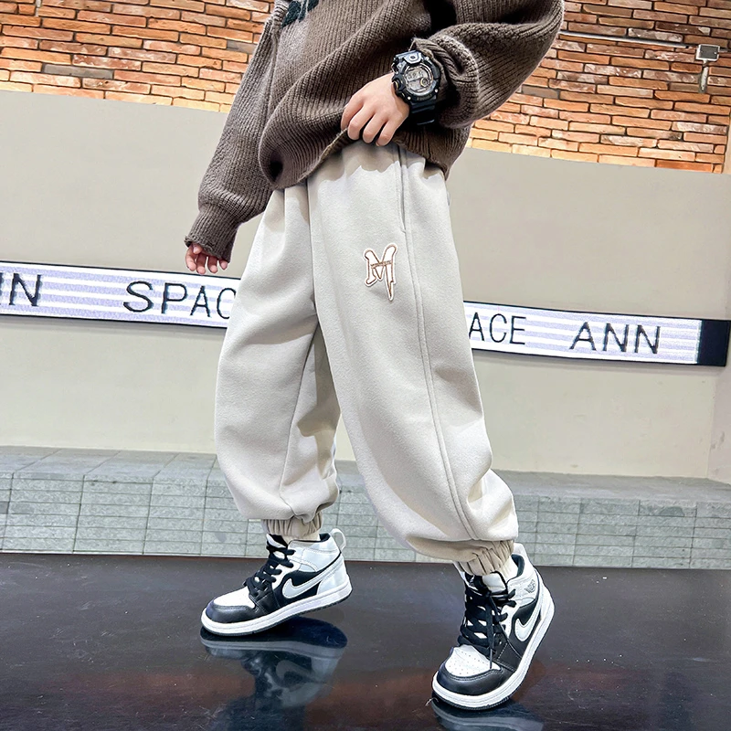 【现货现发】韩系一体绒休闲运动卫裤男孩加厚宽松长裤子K234KZ3769