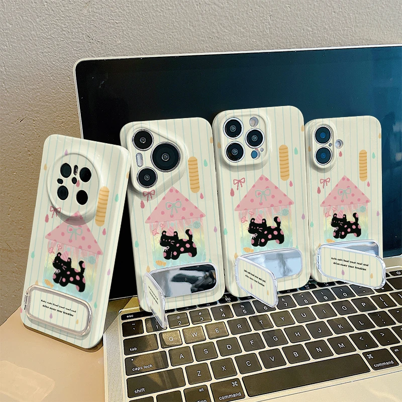 条纹小猫适用苹果菲林手机壳华为vivo小米oppo荣耀全包防摔保护套