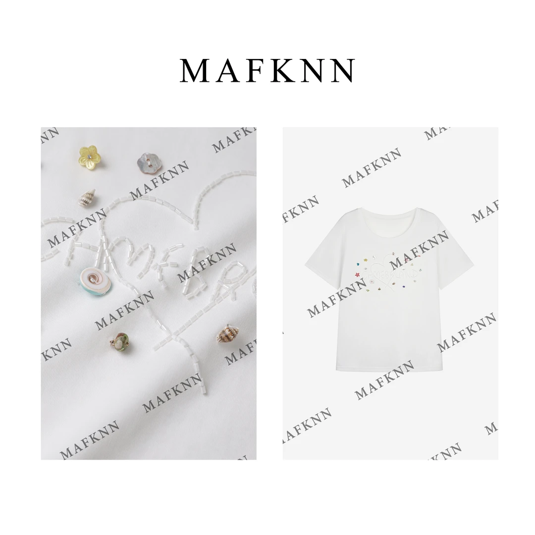 MAFKNN/玛肯时尚休闲简约纯色百搭贝壳夏季圆领T恤MK12639