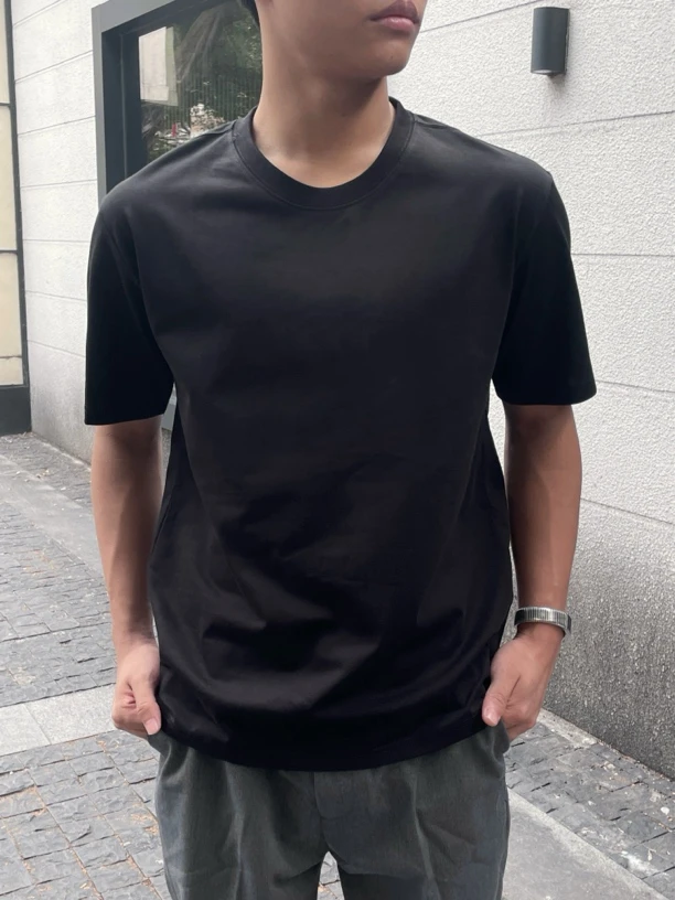 宽松型短袖情侣常规四季通用T恤春夏修身纯色宫廷风