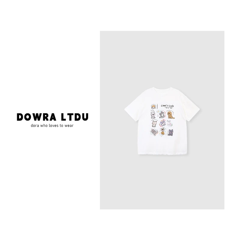 朵拉【动物乐园】2025年春季新款圆领小狗百搭短袖T恤女潮243-126