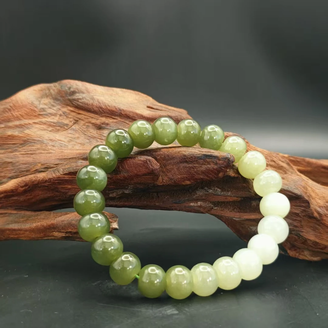 Z和田玉渐变算盘珠手串0560