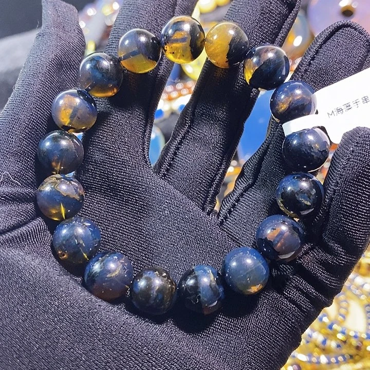 琥珀未镶嵌珠宝奇石海藻手串12