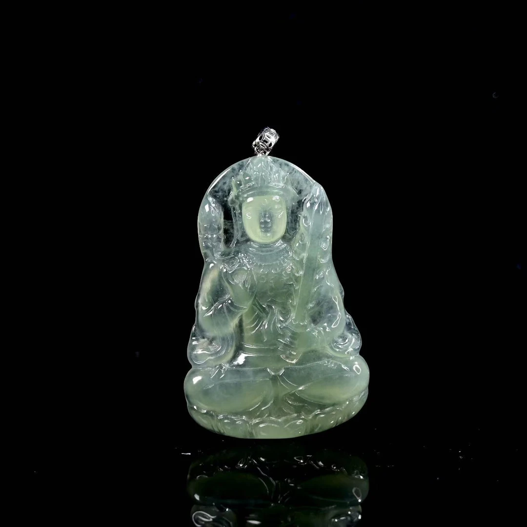 天然缅甸翡翠A货18k白金晴底虚空藏吊坠/120901/拍卖
