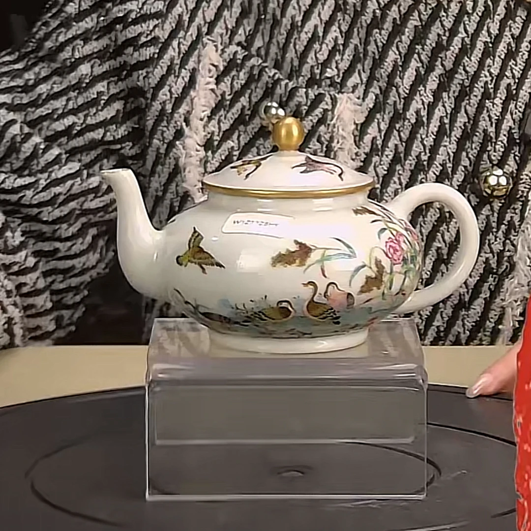 收藏/古玩清粉彩花鸟图壶