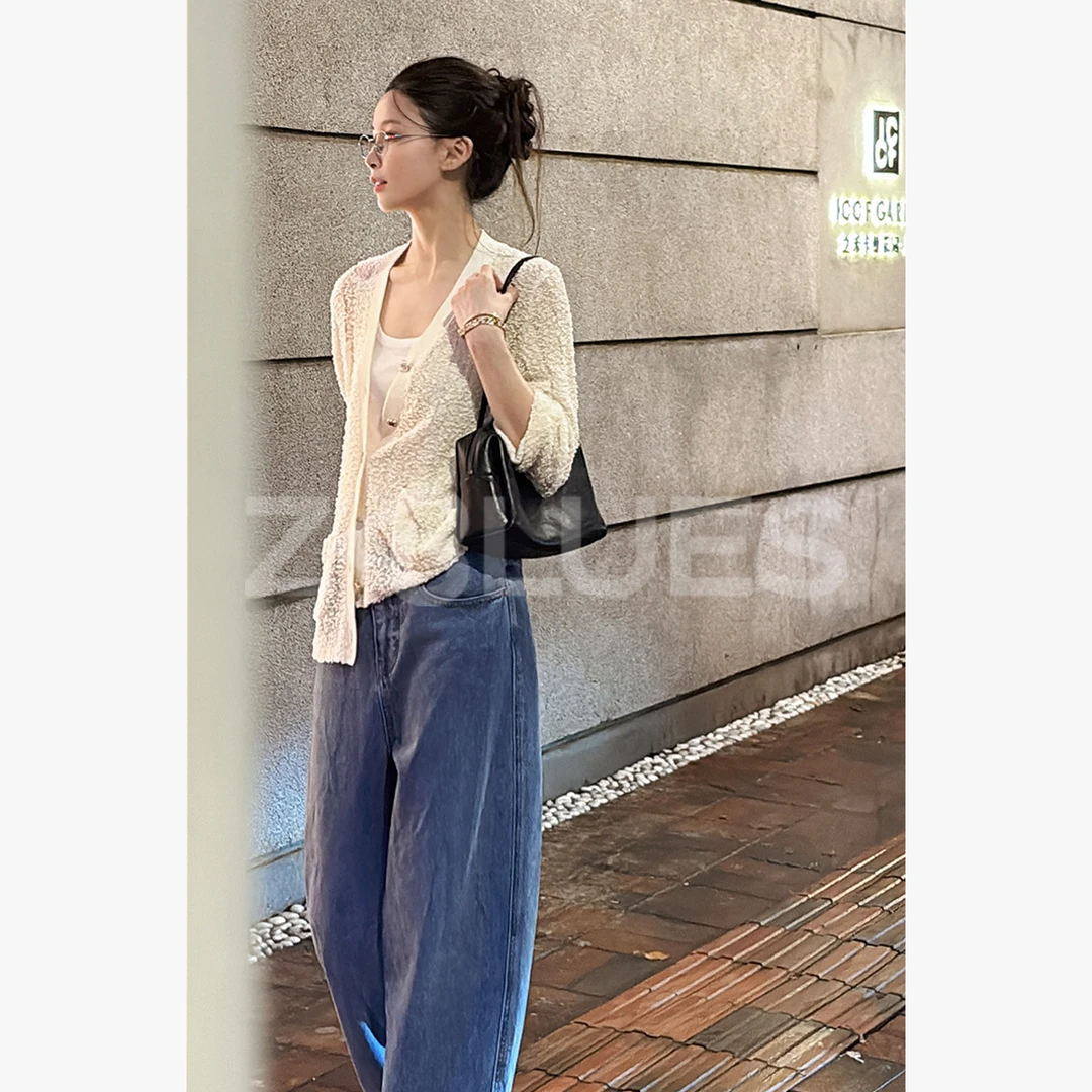 Z.blues【冰川水洗色】紧密纺多重水洗阔腿剪裁牛仔裤YZLHKZ0087