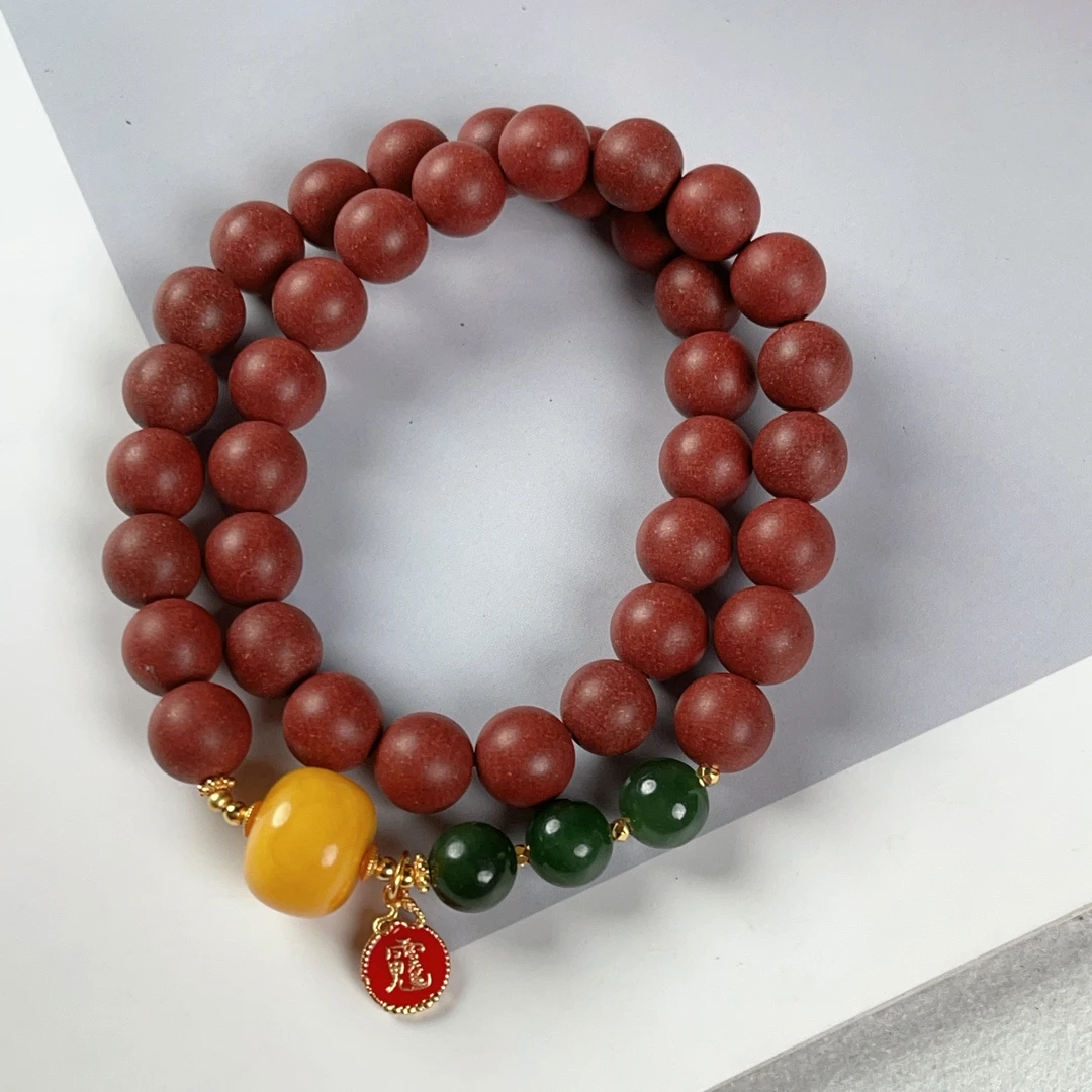 【珊木居】HXZ701JY TO-P系列 红麝香合香珠0.8圆珠双圈手串 孕勿拍