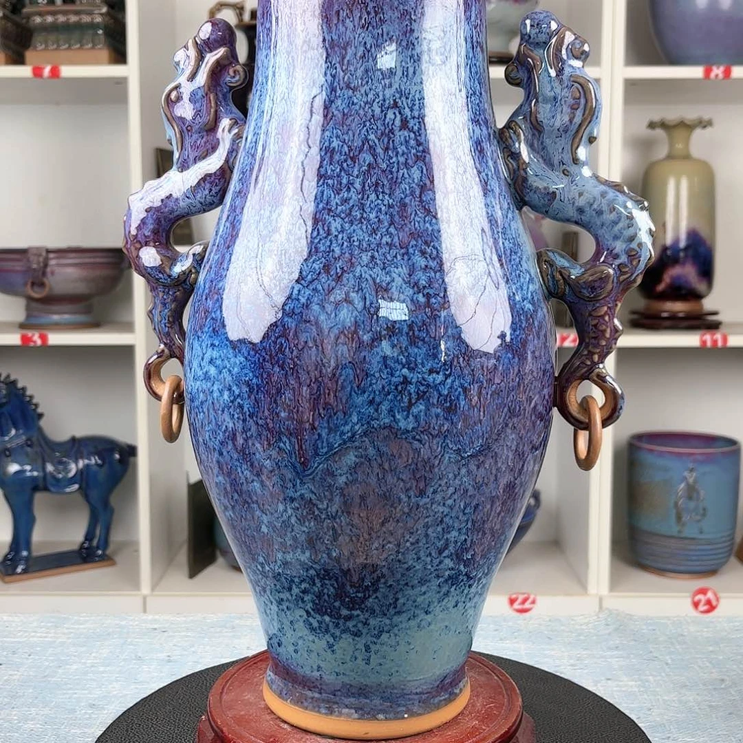 瓷片闲**致摆件……双龙瓶……