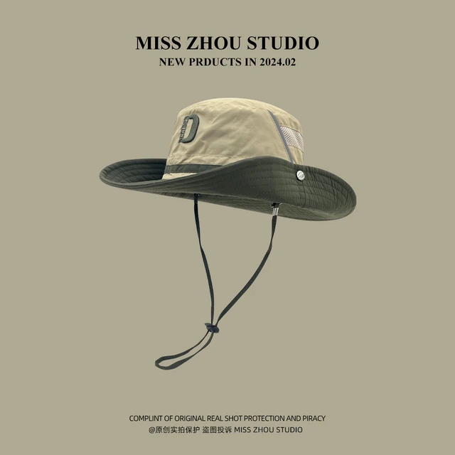 新款防晒渔夫帽女夏季网眼透气遮阳登山帽子薄款钓鱼太阳帽速干男