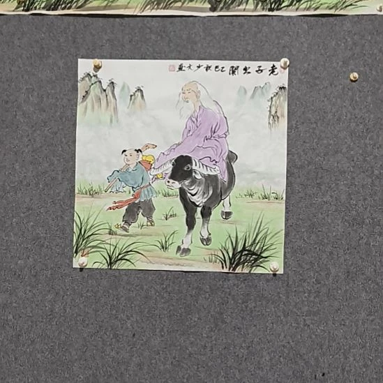 国画纯手绘作品马到老子出关