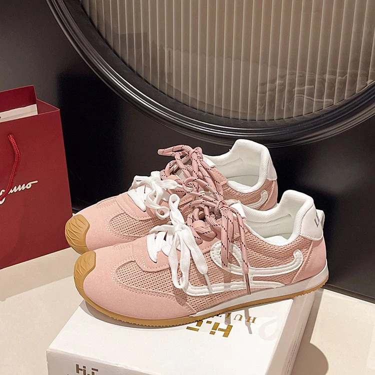 杨幂同款阿甘鞋女2025夏季透气网面平底内增高德训鞋休闲板鞋