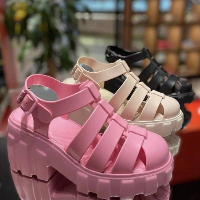 莎莎家女鞋罗马松糕厚底凉鞋镂空包头夏季沙滩巴西果冻鞋