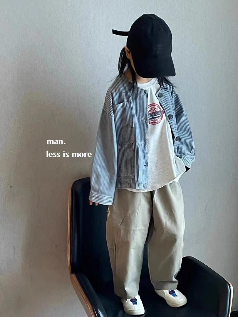 276  潮版男童条纹拼接牛仔外套