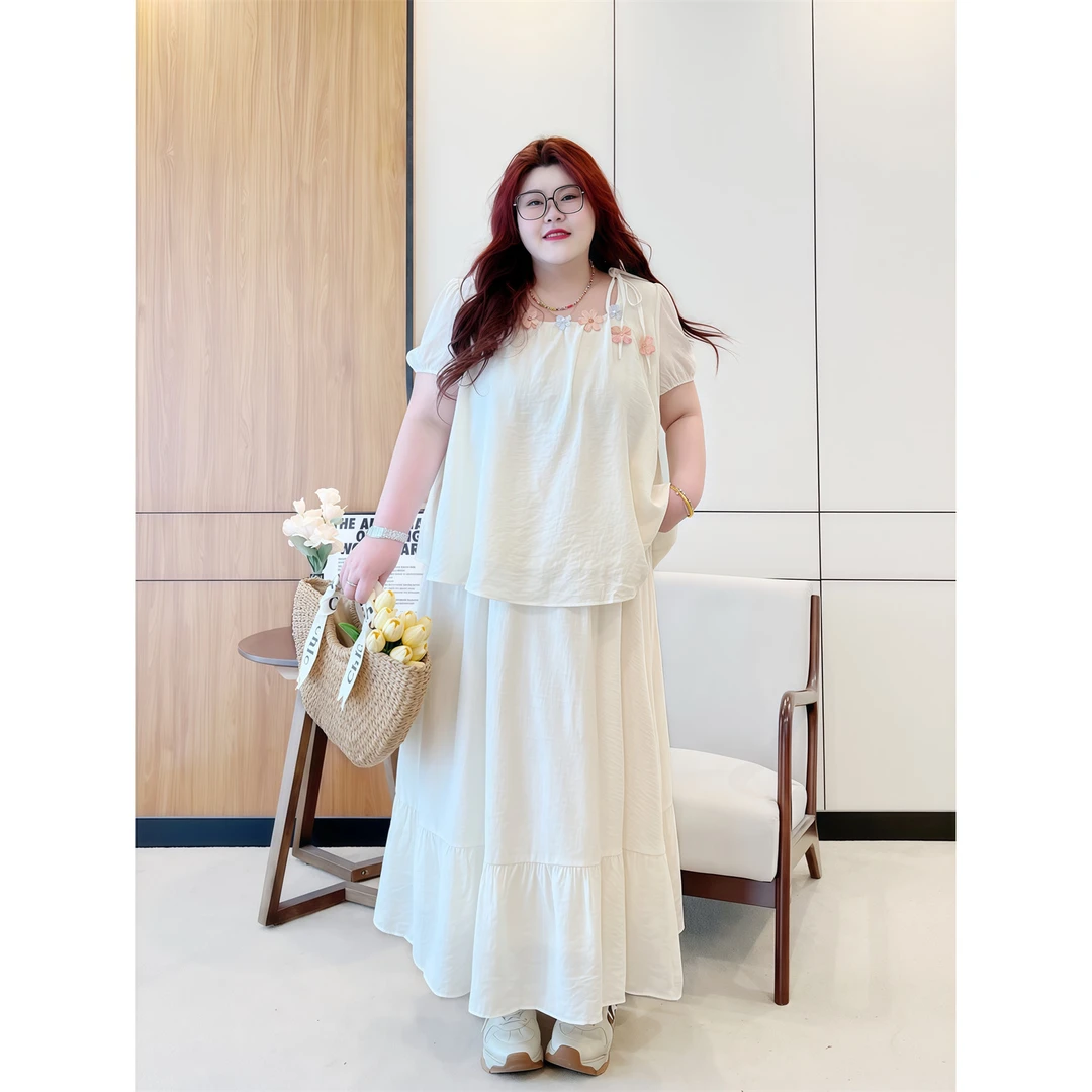 断码捡漏~柔光滤镜 / 浪漫俏皮松弛感裙子套装18250花契大码胖mm